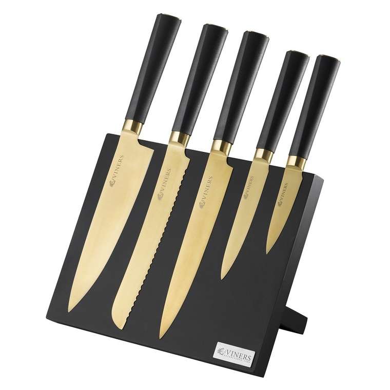 Набор из пяти ножей и подставки Titan Gold