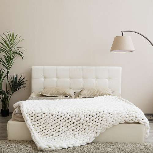 ПЛЕД КРУПНОЙ ВЯЗКИ, БЕЛЫЙ (БОЛЬШОЙ)