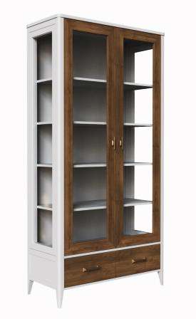 Книжный шкаф Парижский шик коричнево-белого цвета