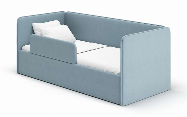 Кровать-диван Leonardo 80х180 голубого цвета с подъёмным механизмом и бортиком