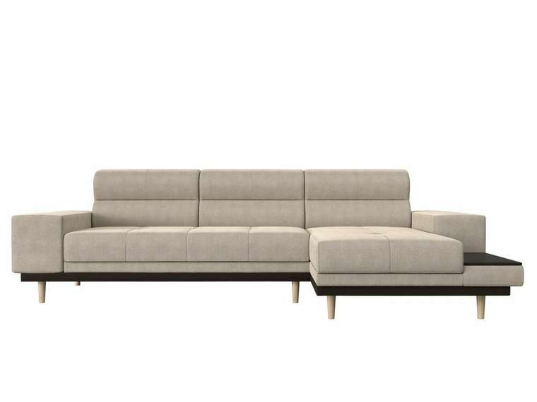 Угловой диван-кровать Леонардо бежевого цвета правый угол