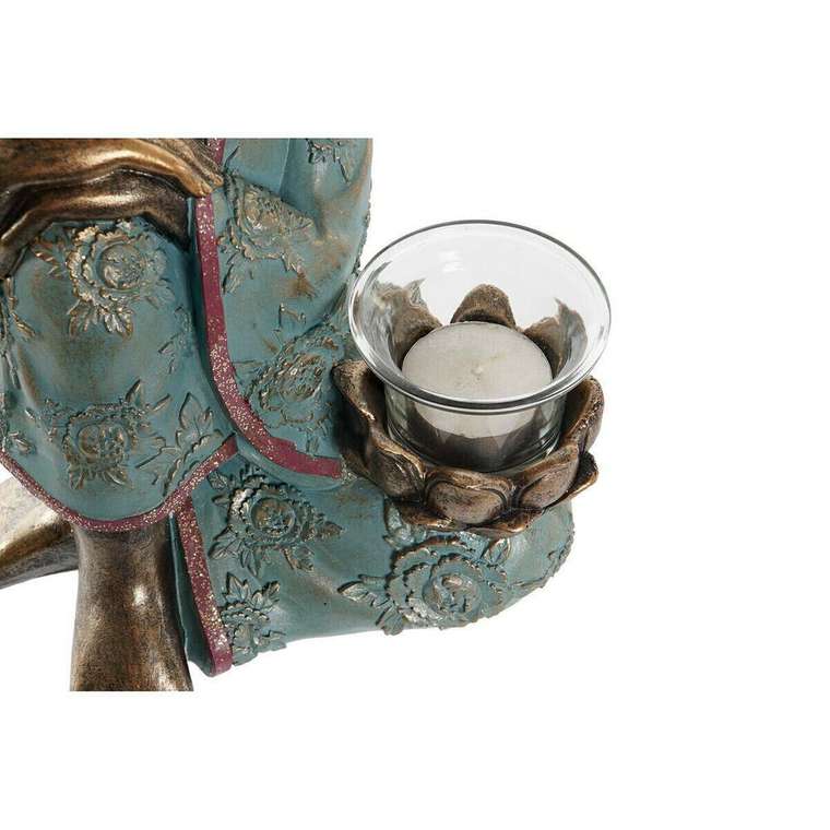 Декоративная фигура DKD Home Decor 17 x 14,5 x 23,7 cm Позолоченный Будда Зеленый Восточный (2 штук)