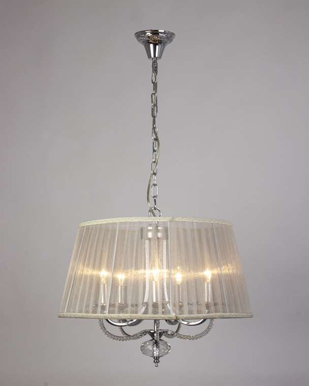 Подвесная люстра Josephine 3007/5(chrome) (ткань, цвет белый)