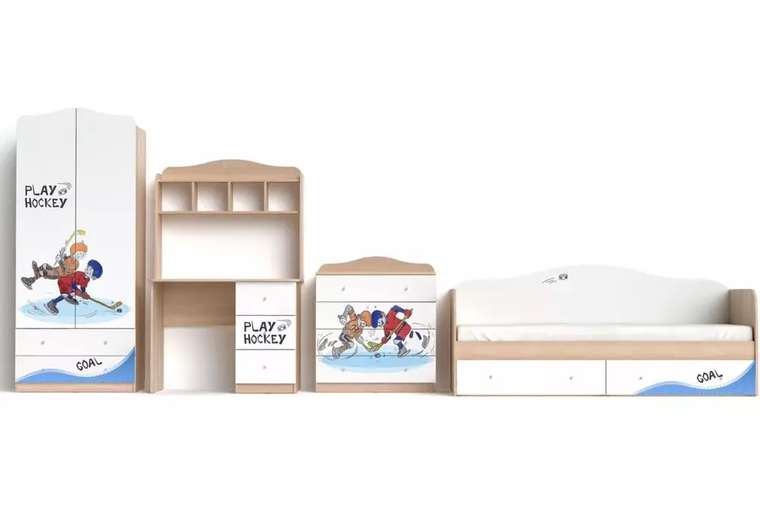 Комод Хоккей бело-бежевого цвета