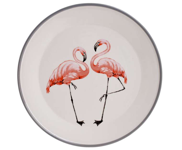 Тарелка с розовыми фламингами