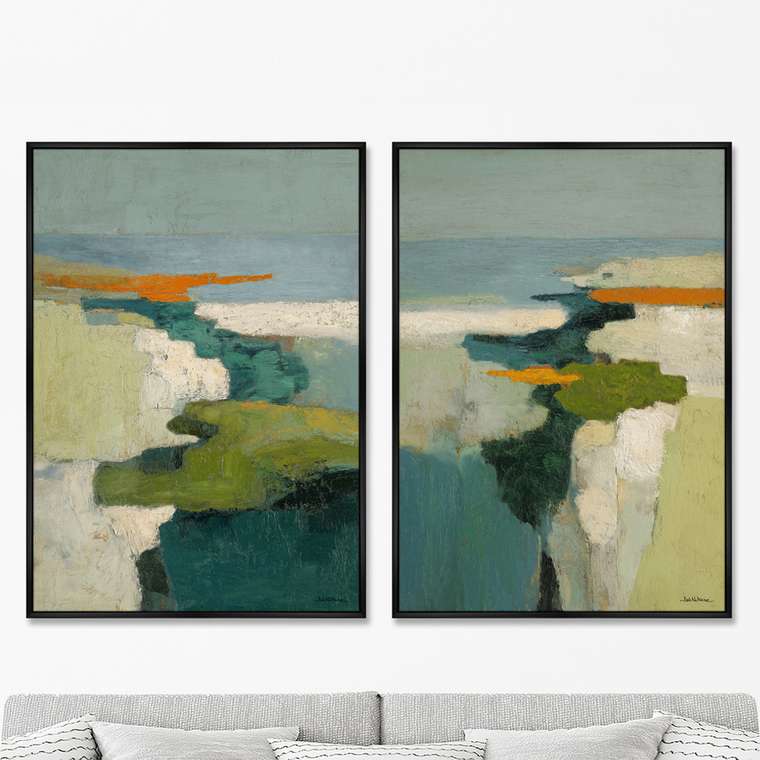 Набор из 2-х репродукций картин на холсте Над гребнем водопада, 2025г.