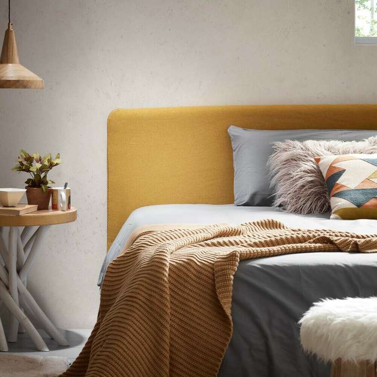 Кровать Lydia 160х200 горчичного цвета