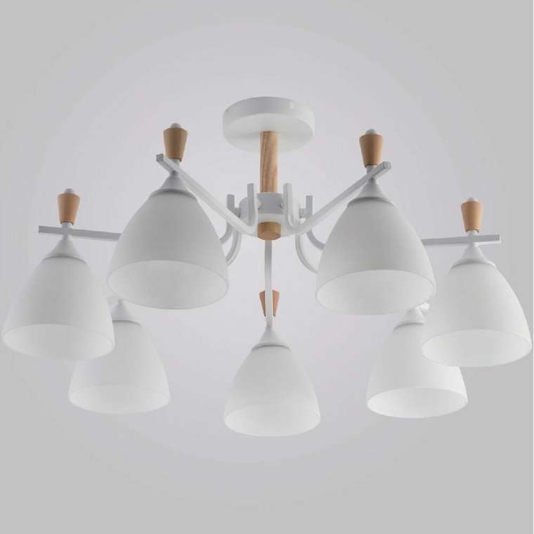 Люстра на штанге 01622-0.3-07 WH+WOOD (стекло, цвет белый)