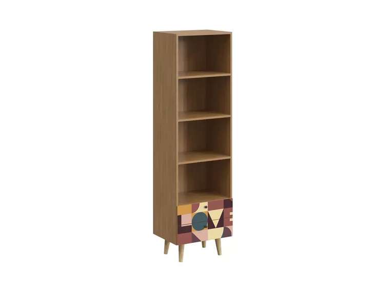 Книжный шкаф Frida с принтом Love и деревянными ножками
