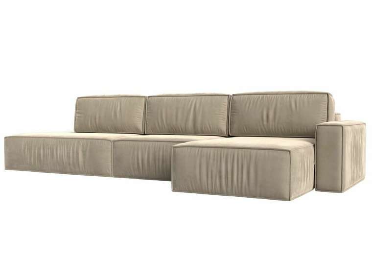 Угловой диван-кровать Прага модерн лонгбежевого цвета правый угол