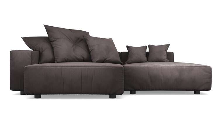Угловой диван с оттоманкой Санторини серо-коричневого цвета