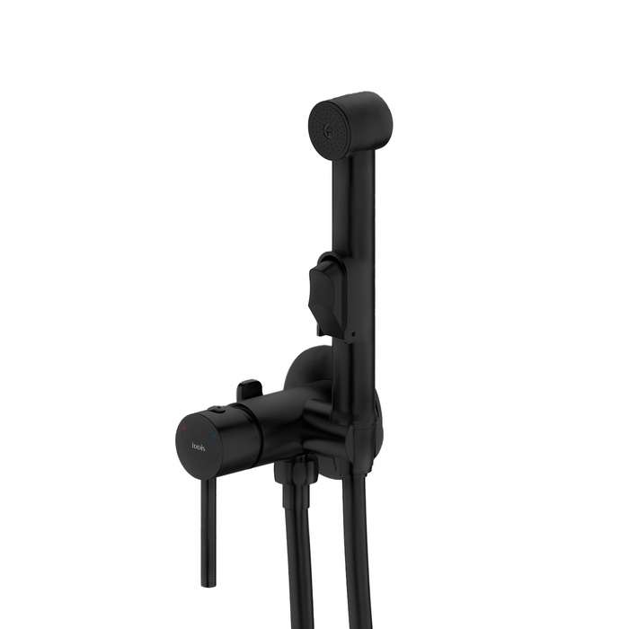 Встраиваемый смеситель IDDIS с гигиеническим душем черного цвета