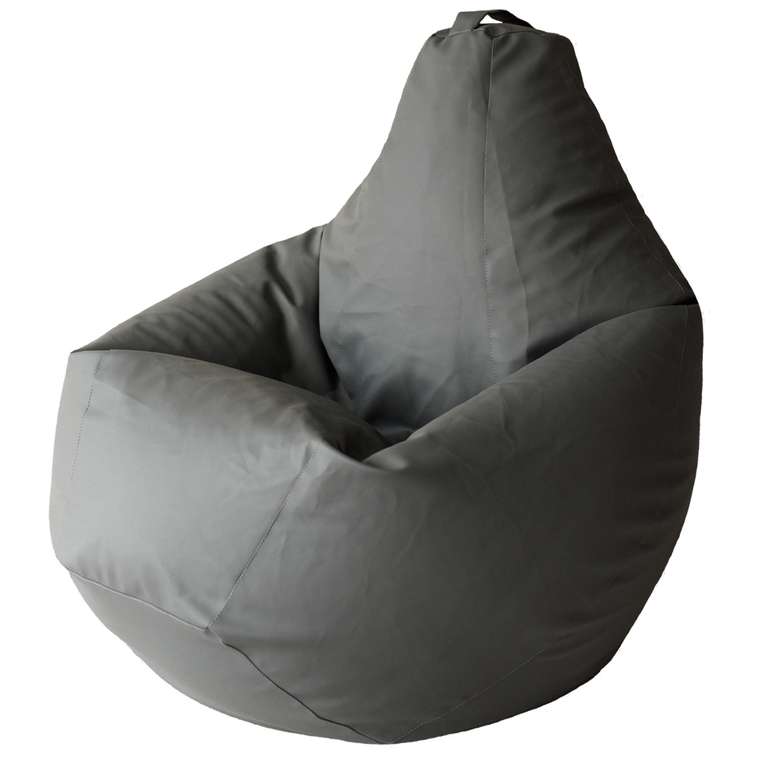 Кресло-мешок Груша XL в обивке из экокожа серого цвета