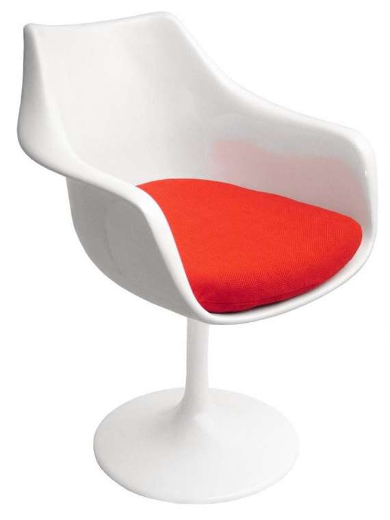 Кресло Tulip Armchair Бело-красного цвета