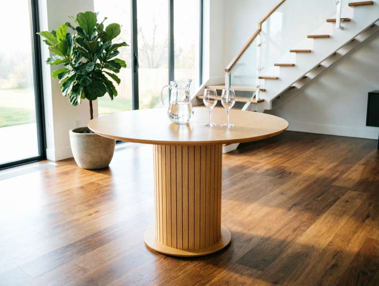 Раздвижной обеденный стол Пурр К 120 бежевого цвета