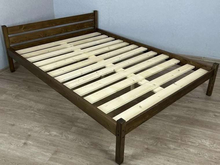 Кровать Классика сосновая 140х200 цвета темный дуб