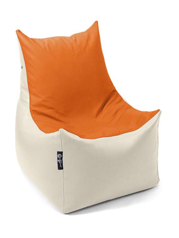 Кресло-мешок Трон оранжевого-кремового цвета