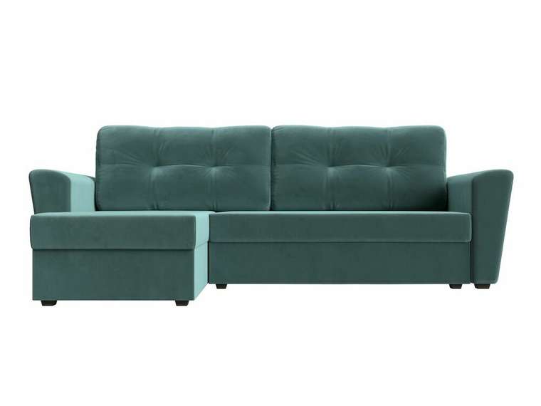 Угловой диван-кровать Амстердам лайт бирюзового цвета левый угол
