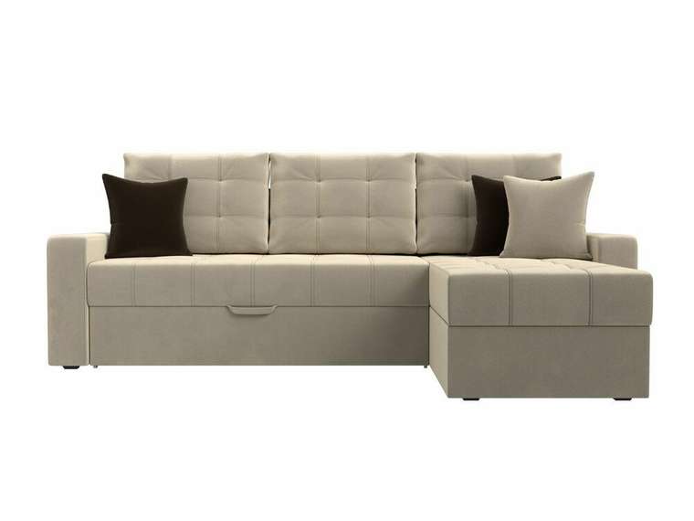 Угловой диван-кровать Ливерпуль бежевого цвета правый угол