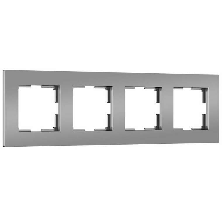 Рамка из пластика на 4 поста Slab серебро матовый W0042965
