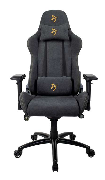 Компьютерное кресло Arozzi Verona Signature Soft Fabric Gold Logo темно-серого цвета
