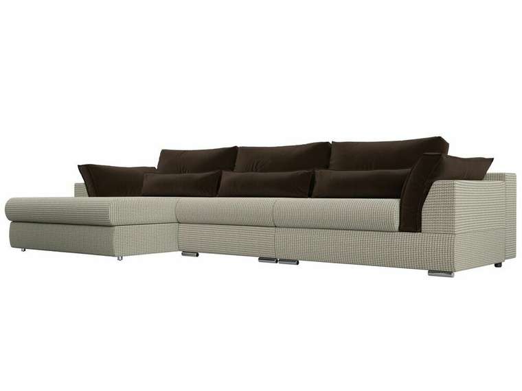 Угловой диван-кровать Пекин Long серо-коричневого цвета угол левый