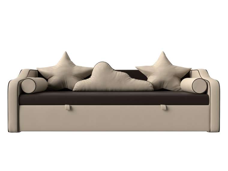 Прямой диван-кровать Рико бежевого цвета (экокожа)