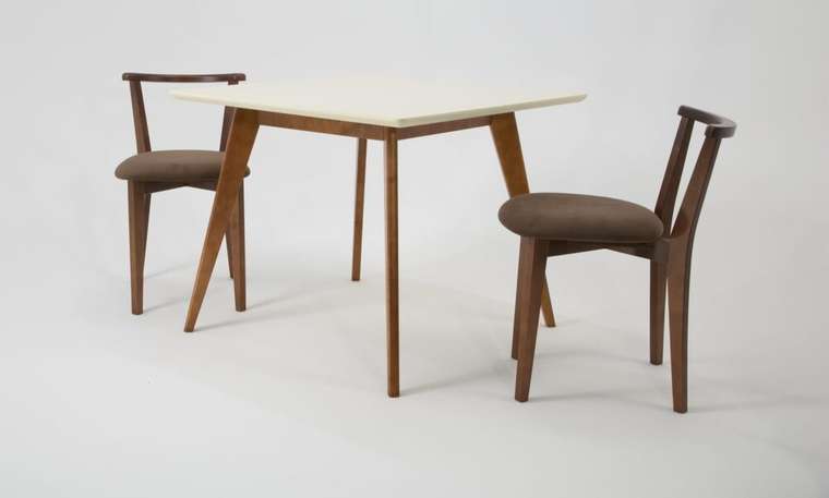 Обеденная группа Сканди 100 со стульями коричневого цвета