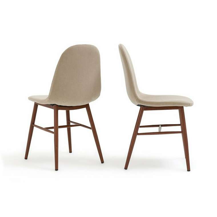 Комплект из двух стульев с обивкой из велюра Polina бежевого цвета