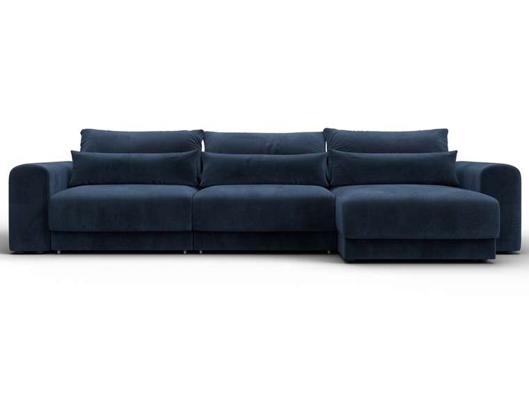 Угловой диван-кровать Лига-056 Лонг темно-синего цвета