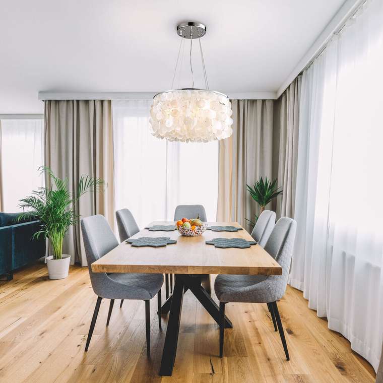 Подвесной светильник с перламутром 60005/4 хром Sandra