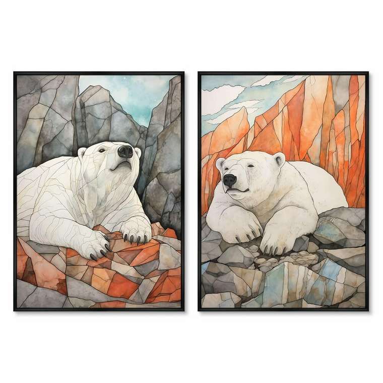 Набор из двух репродукций картин Polar bears, 2024г.