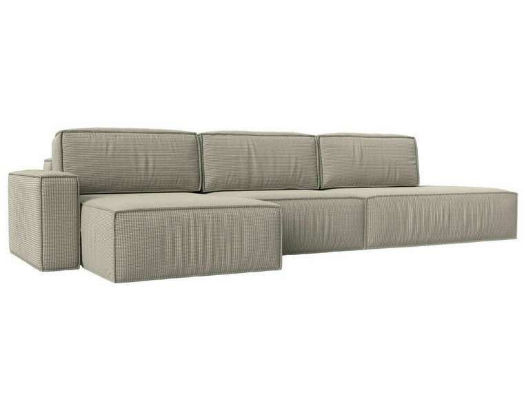 Угловой диван-кровать Прага модерн лонг серо-бежевого цвета левый угол