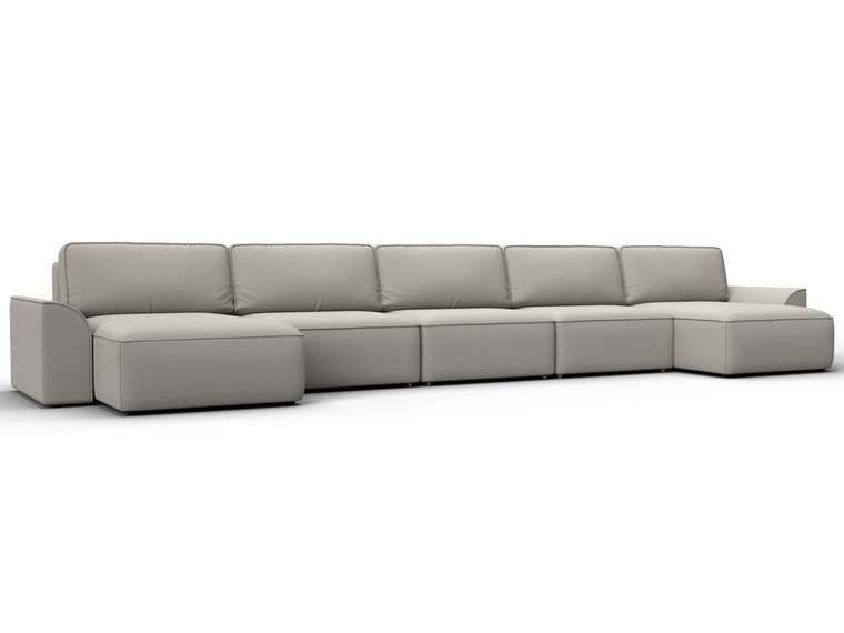 Угловой диван кровать Лига-048 МегаЛонг светло-бежевого цвета