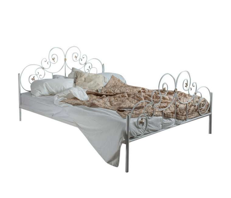 Кованая кровать Афина 160х200 белого цвета