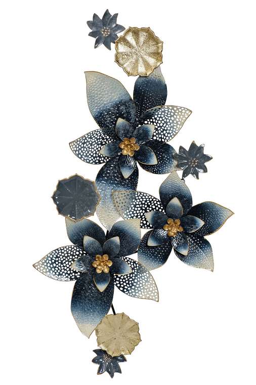 Настенный декор Цветы сине-золотого цвета