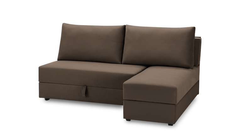 Угловой диван-кровать с оттоманкой Джелонг Лайт коричневого цвета