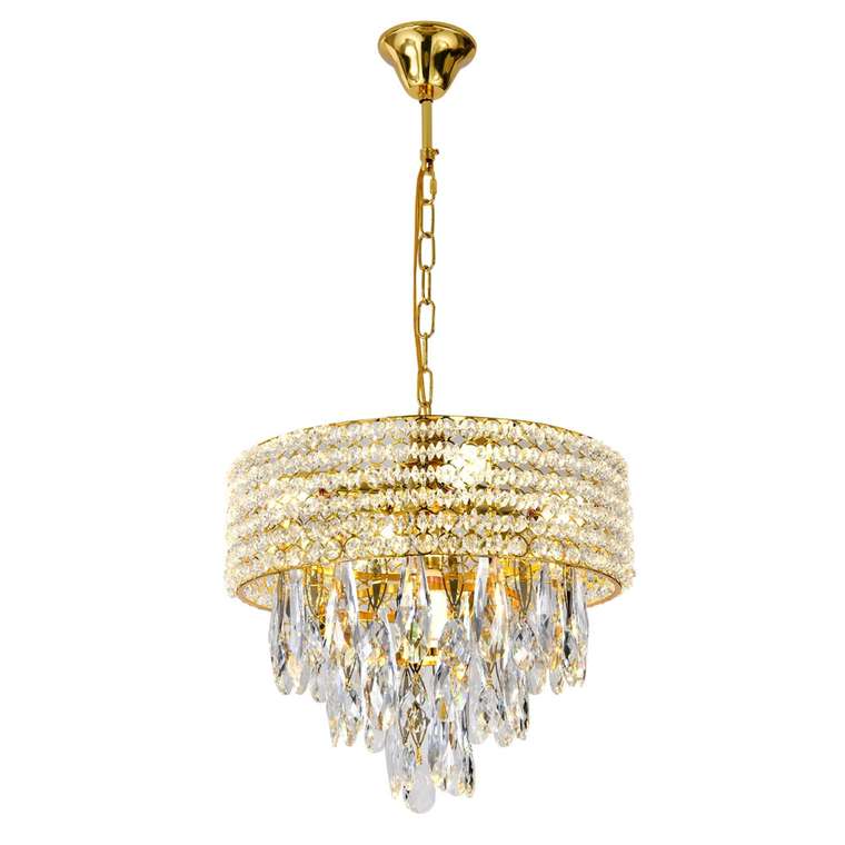 Подвесная люстра с хрустальными подвесками на цепи 140009/5P E14*40W Gold Escada Erawan ES0000013