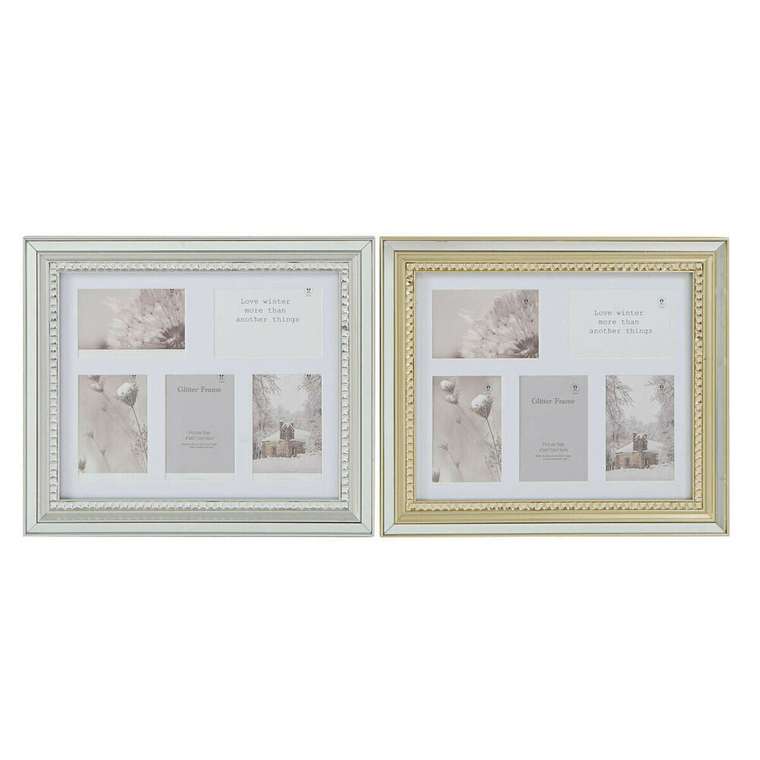 Фоторамка Luxury 46,5 x 2 x 40 cm Стеклянный Серебристый Позолоченный полистирол традиционный (2 штук)
