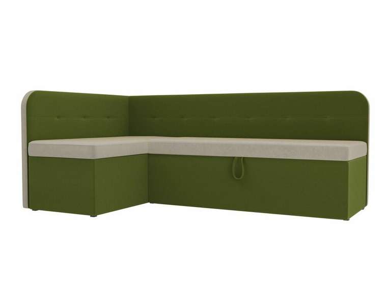 Угловой диван-кровать Форест бежево-зеленого цвета левый угол