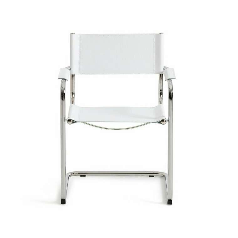 Кресло из кожи для столовой Winset белого цвета