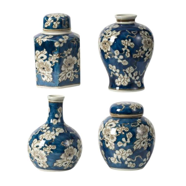 Набор из четырех ваз с роскошным синим фоном