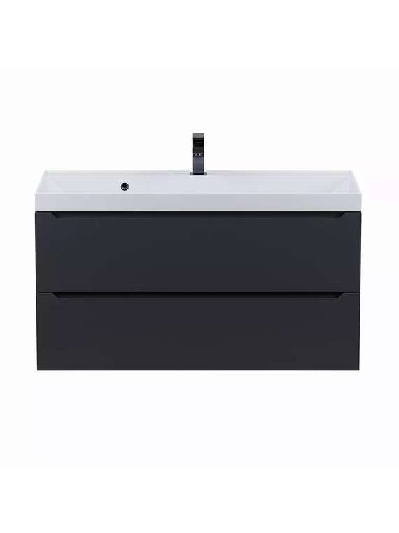 Подвесная тумба под раковину для ванной Tanos 90 черно-матового цвета