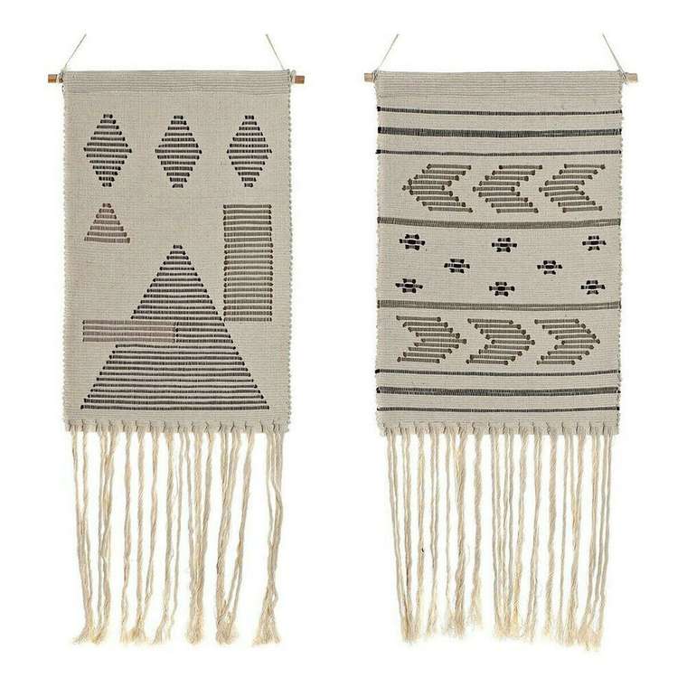 Подвесной декор Без втулки Чёрный Кремовый геометрический Boho 46 x 1 x 64 cm (2 штук)