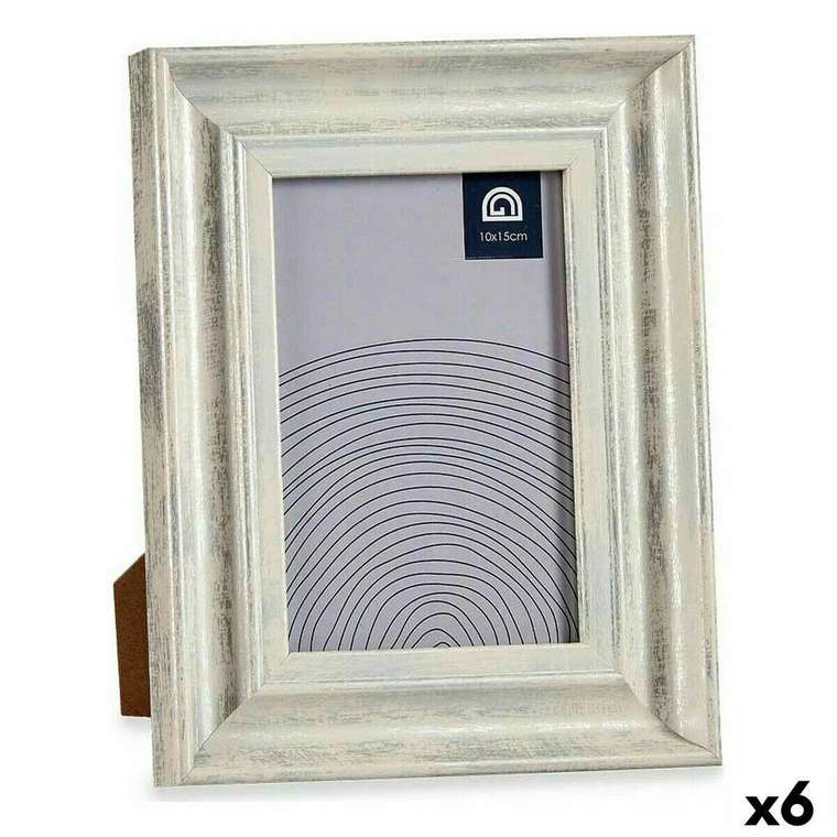 Фоторамка 16,2 x 2 x 21 cm Стеклянный Серебристый Деревянный Коричневый Пластик (6 штук)