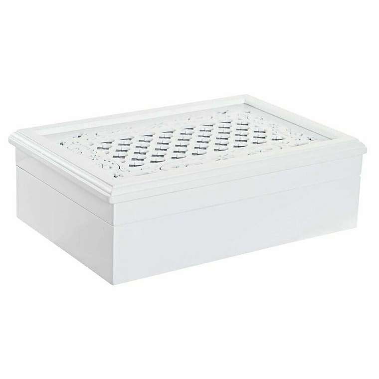 Шкатулка Часы 29 x 20 x 9,5 cm Стеклянный Лиловый Белый Деревянный MDF