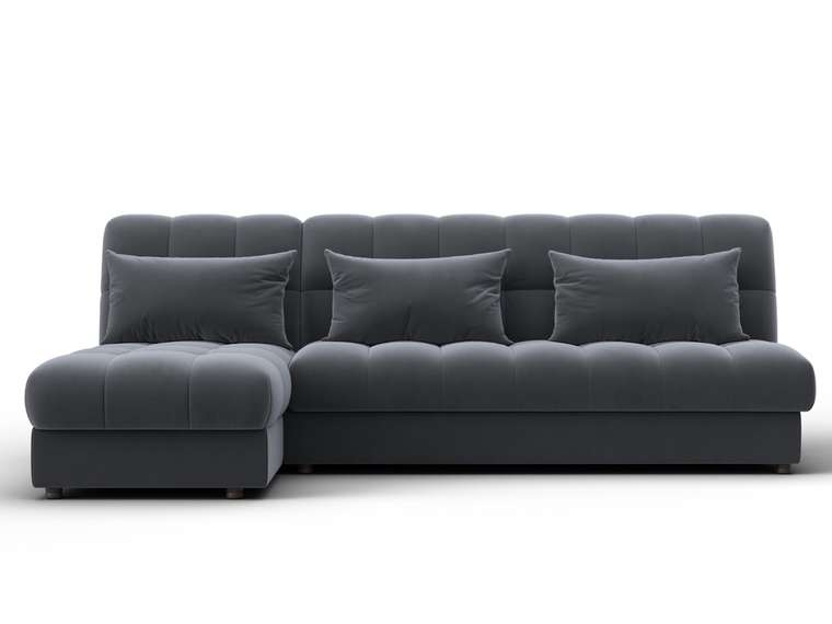 Угловой диван-кровать Лига-116 серого цвета левый