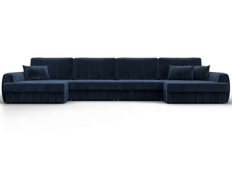 Угловой диван-кровать Лига 057 Лонг темно-синего цвета
