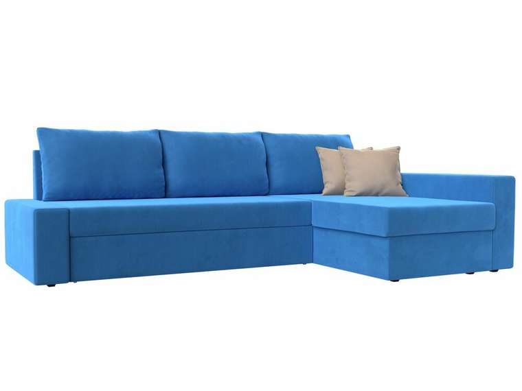 Угловой диван-кровать Версаль темно-голубого цвета правый угол