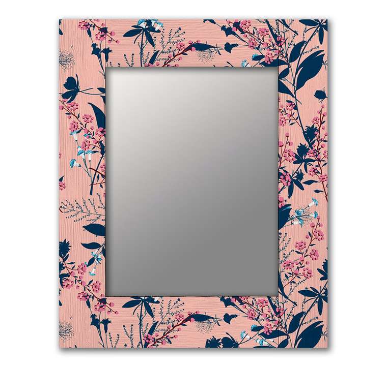 Настенное зеркало Ботанический сад 50х65 розового цвета